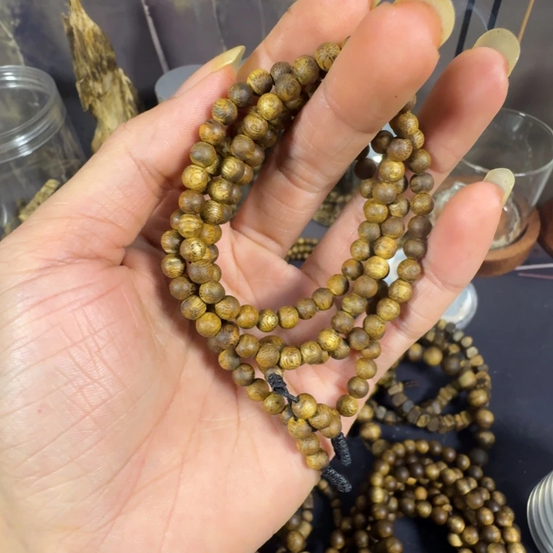 沉香碎屑沉香卡5双圈奇楠沉香手链