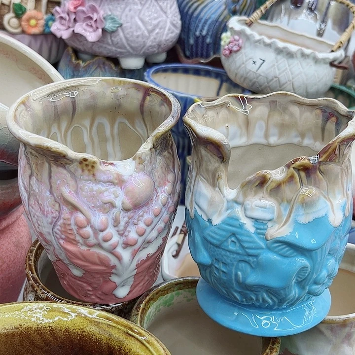 多肉绿植陶瓷花盆9.9包邮，有孔