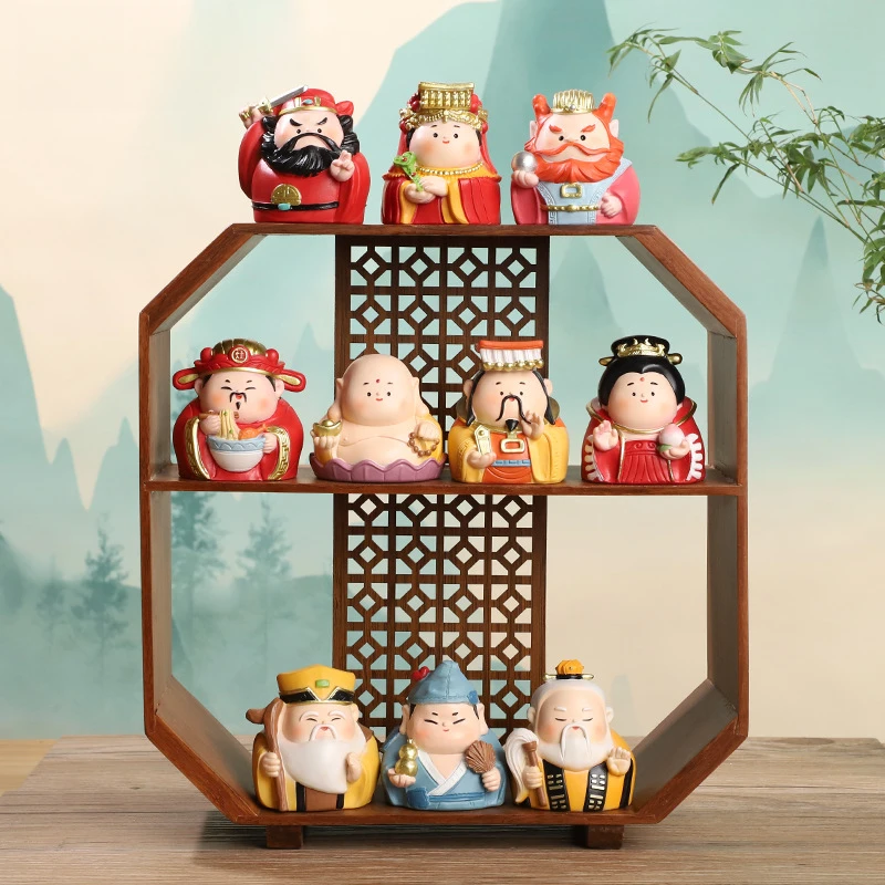 中式创意礼物神仙文创市集装饰树脂小人水逆工位桌面灶神钟馗摆件