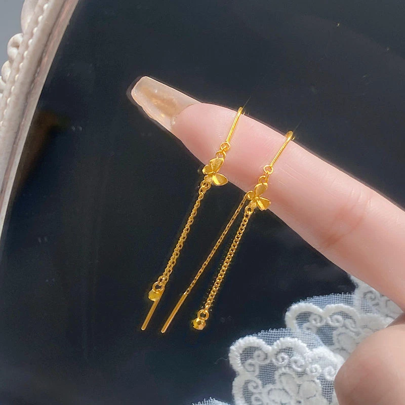 铜合金耳饰 小众设计轻奢时尚金色蝴蝶耳环女耳钉新耳饰生日礼物