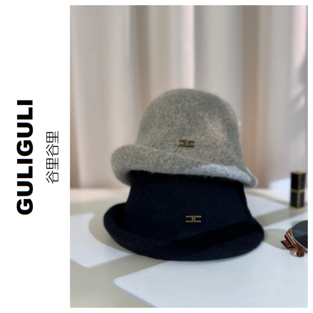 谷里谷里·毛绒冷帽百搭复古保暖帽子冬季女款秋冬咖色网红针织