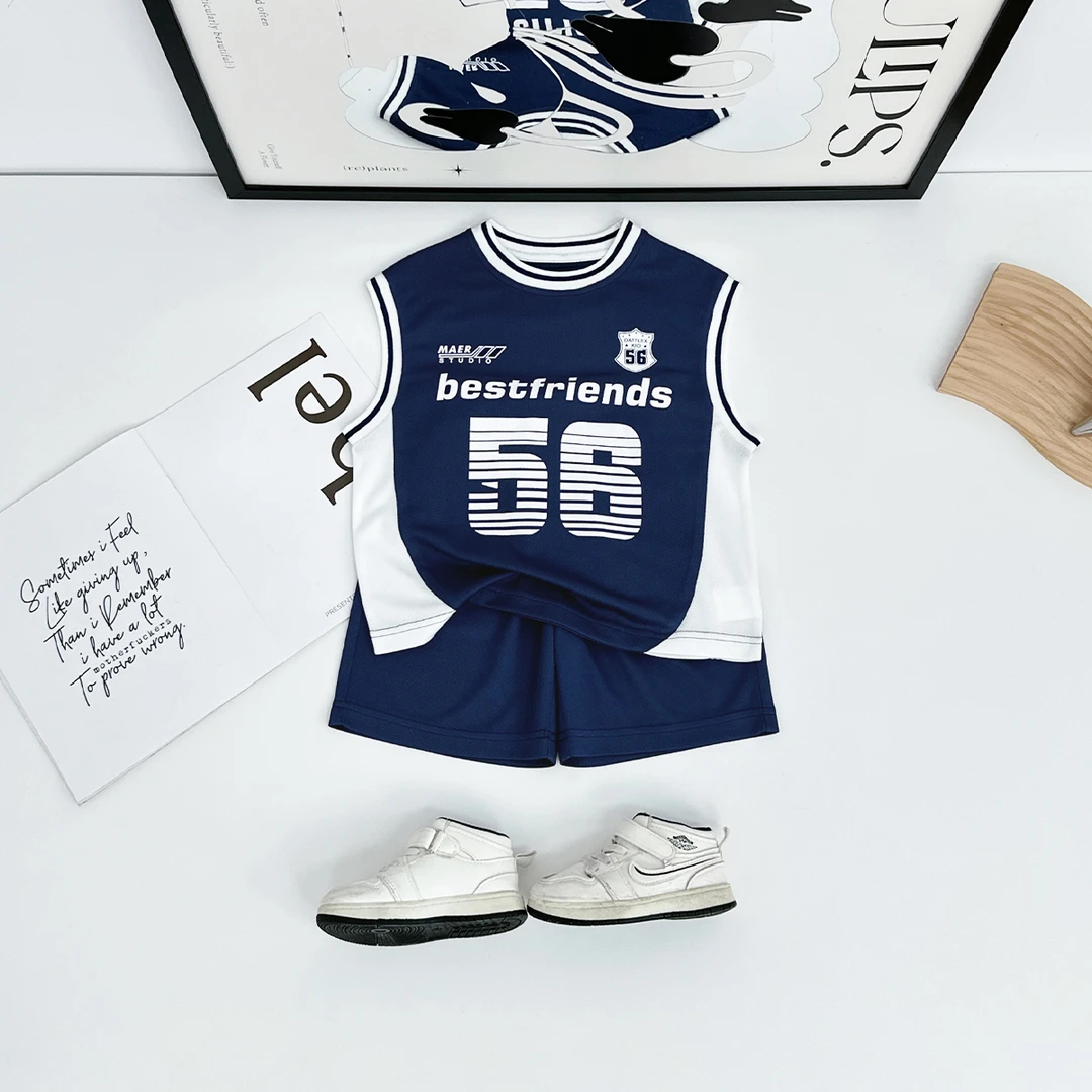 儿童夏季装套装2025新款男童篮球服两件套宽松WGZ083悠悠童话童装