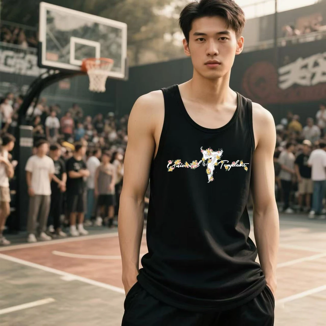 速干背心无袖夏季圆下摆篮球跨栏潮流男士训练水洗透气运动健身