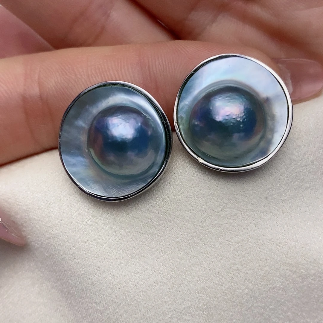 【闪购商品】拼合珍珠（马贝珠）耳饰银S925镶嵌