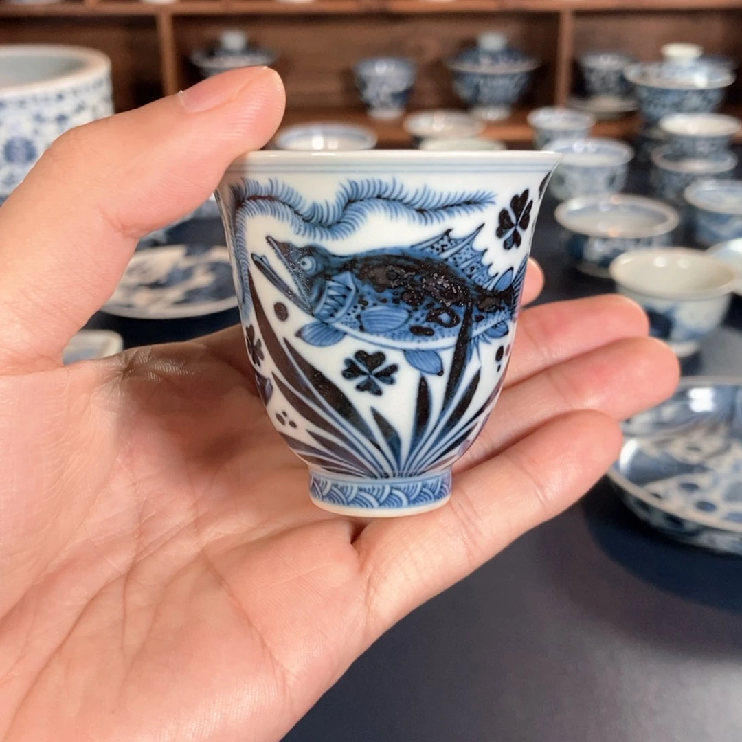 景德镇陶瓷鱼藻单杯