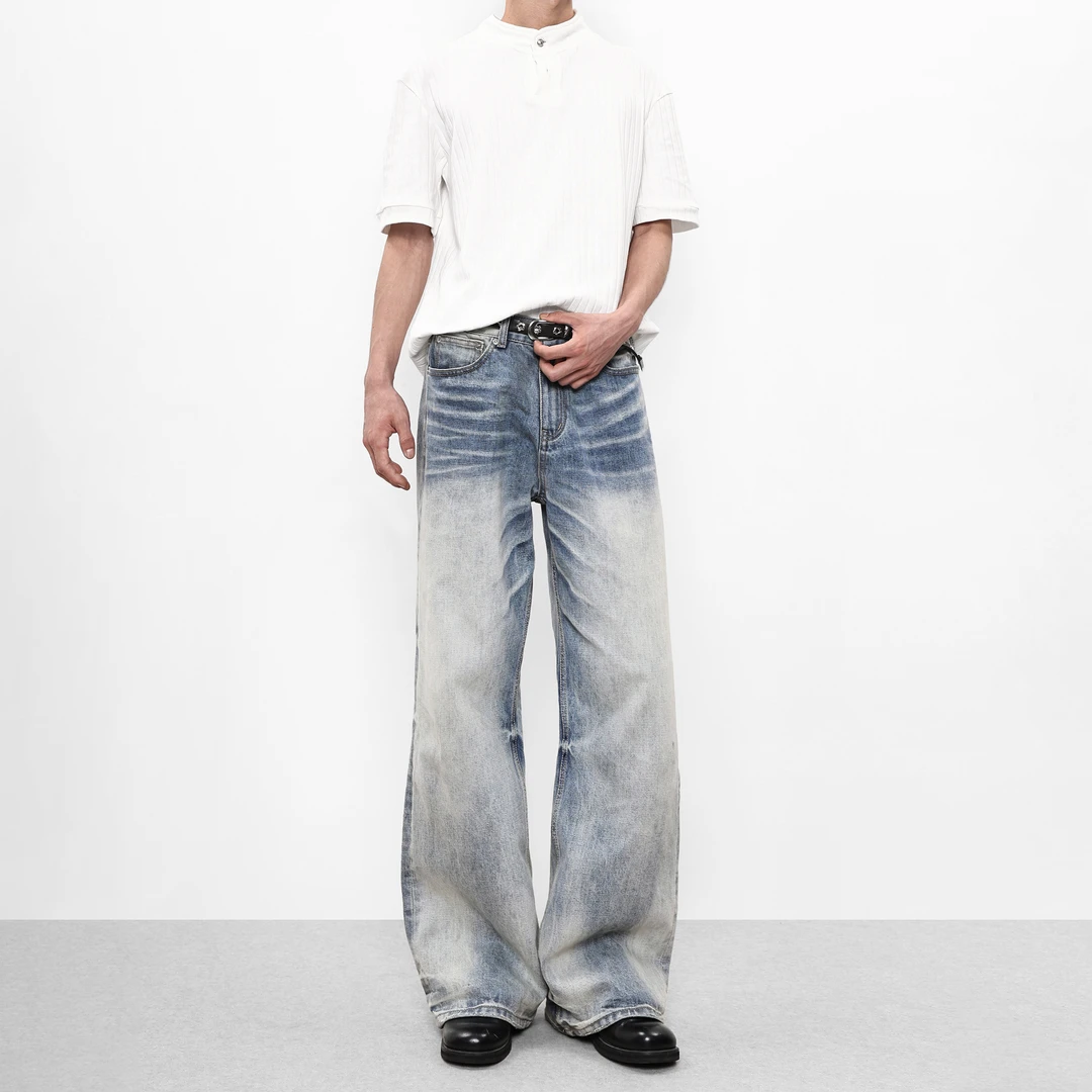 莫狂少年牛王美式水洗直筒宽松牛仔裤A字版型百搭阔腿裤子男 G320