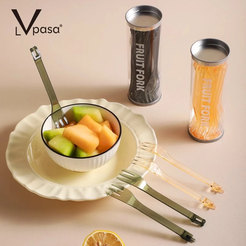 一次性水果叉子家用二合一儿童安全不伤嘴水果签甜品蛋糕塑料小叉