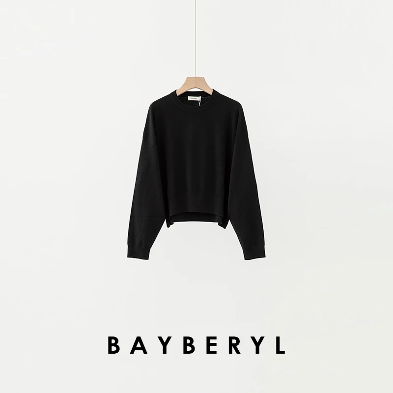BAYBERYL老贝Row风套*上衣圆领宽松及简25秋针织衫ZZS4H3106-8/31
