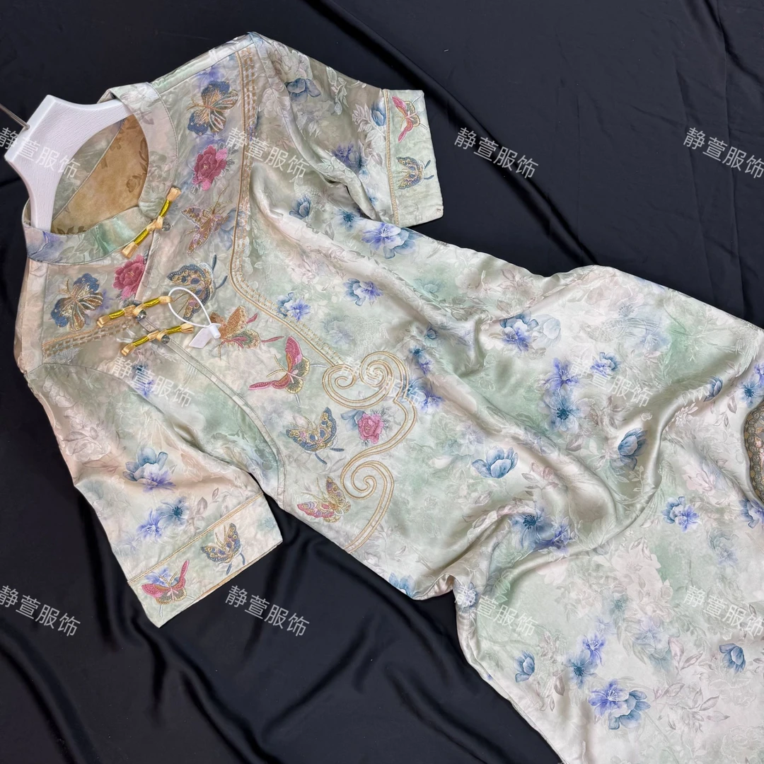 3152《茶香梦画》常熟春夏新款重磅气质新中式复古国风提花连衣裙