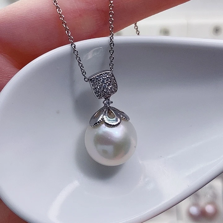 银S925镶嵌颈饰淡水珍珠12+A