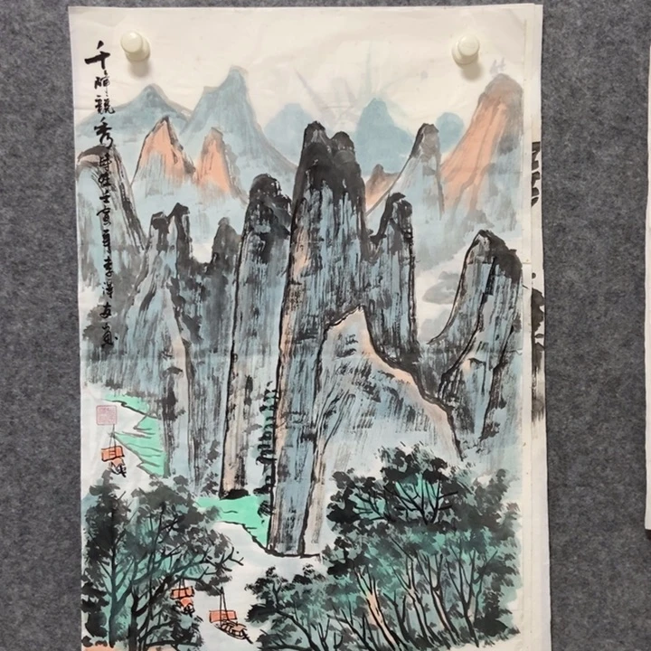 国画山水70厘米高度