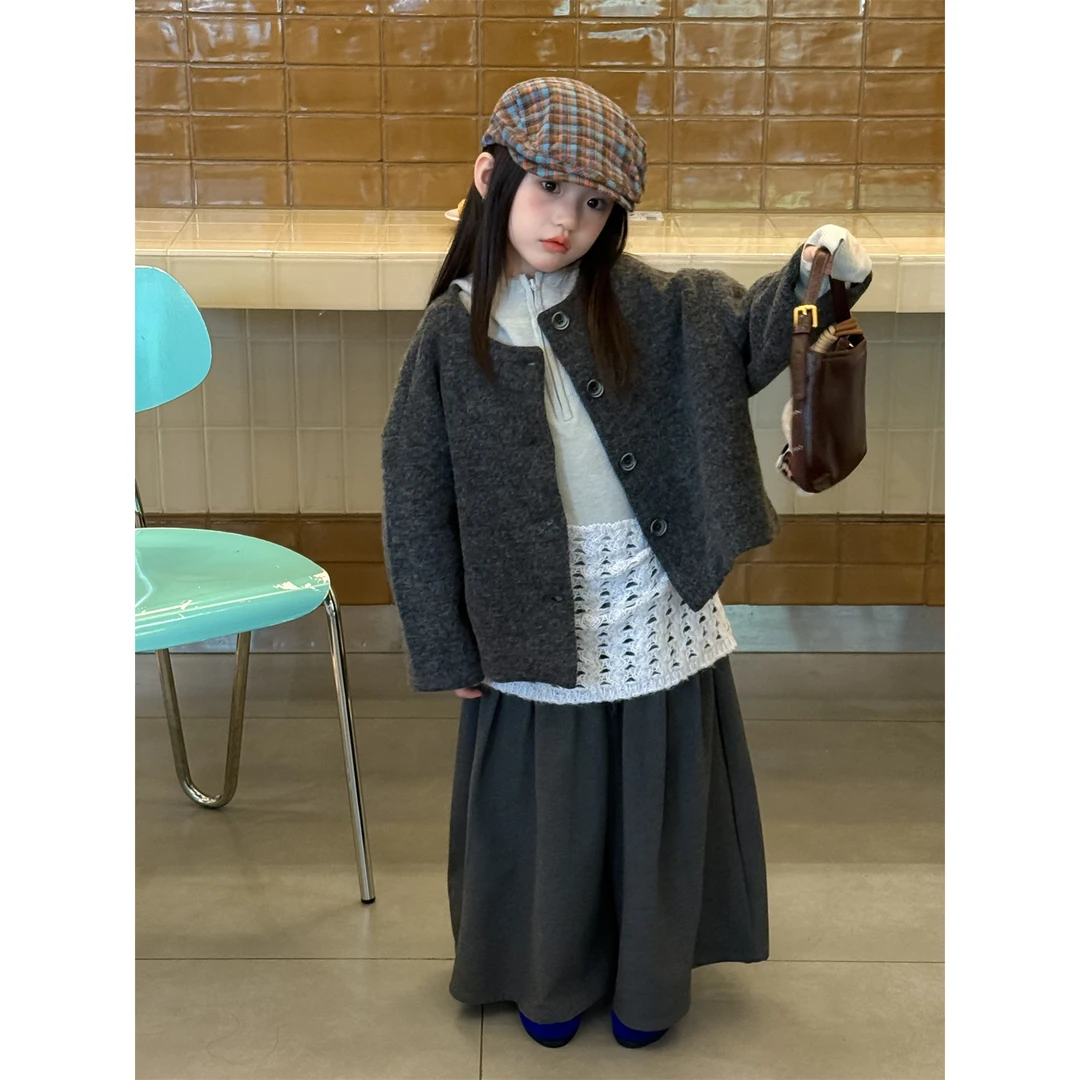 LJ-91313-TBB童装女童外套2025秋季新款韩版羊毛呢外套女童百搭