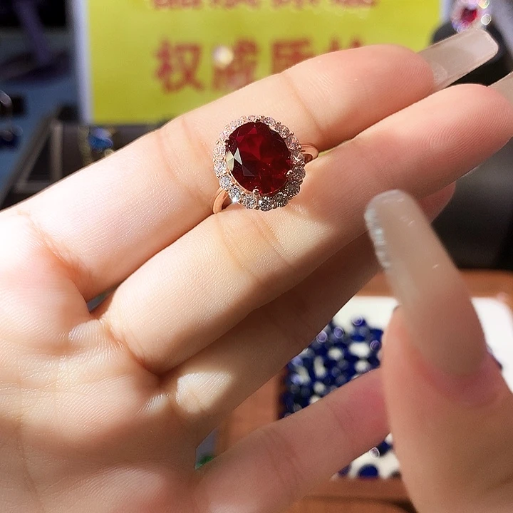 红宝石戒指银S925镶嵌