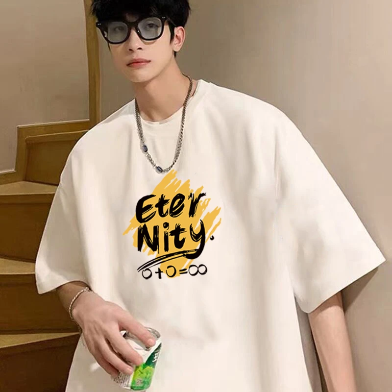 潮牌纯棉短袖男t恤男女同款夏装美式宽松加大码男生半袖上衣服ins