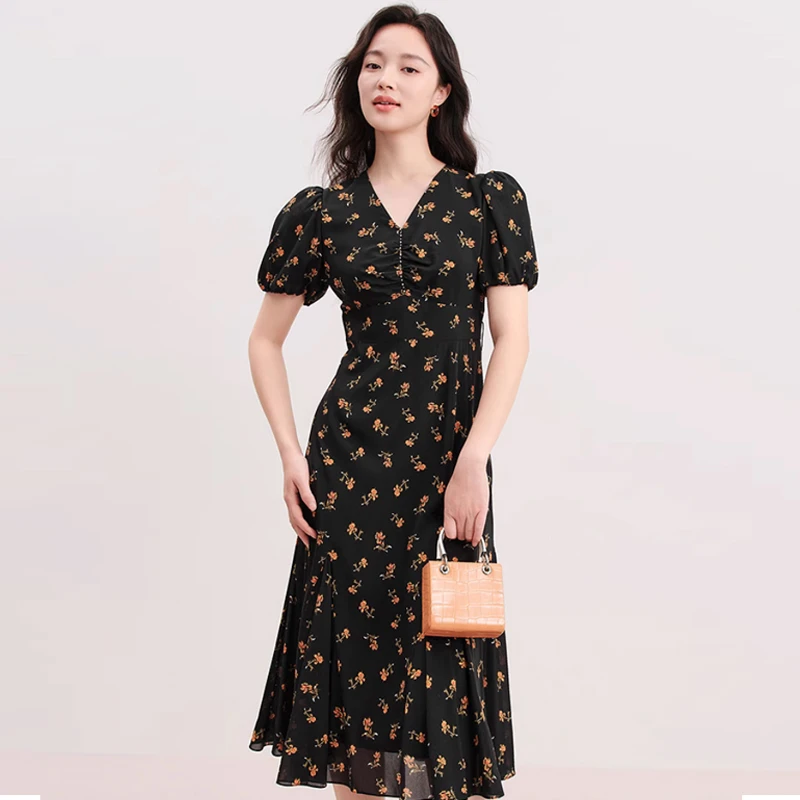 【羊羊专属】珂莱蒂尔商场同款夏季新款V领法式优雅