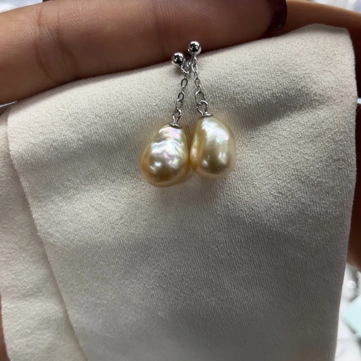 海水珍珠耳饰银S925镶嵌