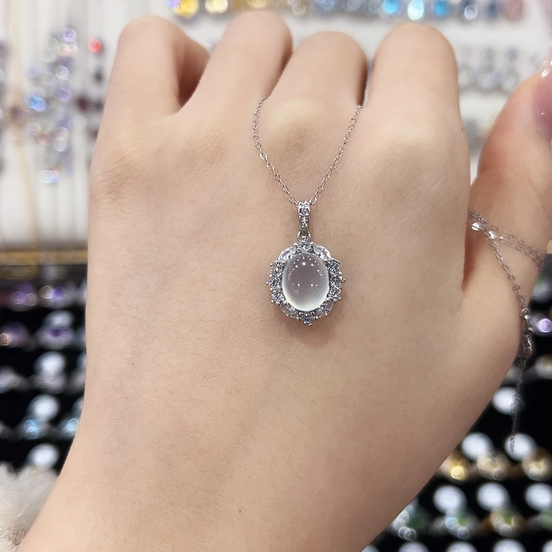 金***姐岫玉银S925镶嵌颈饰不退不换