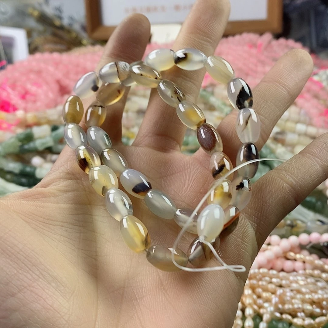 玛瑙/玉髓珠宝半成品合金一条7×12海洋玛瑙胶囊桶珠A35