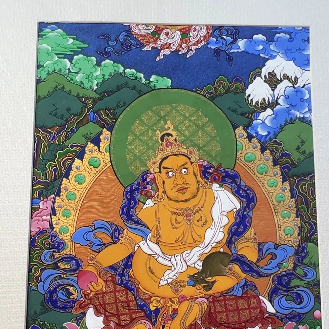 吊坠纯手绘唐卡黄财