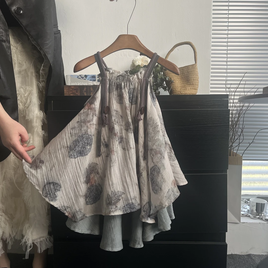 女童碎花连衣裙2025夏季新款儿童时尚吊带裙小女孩法式裙子