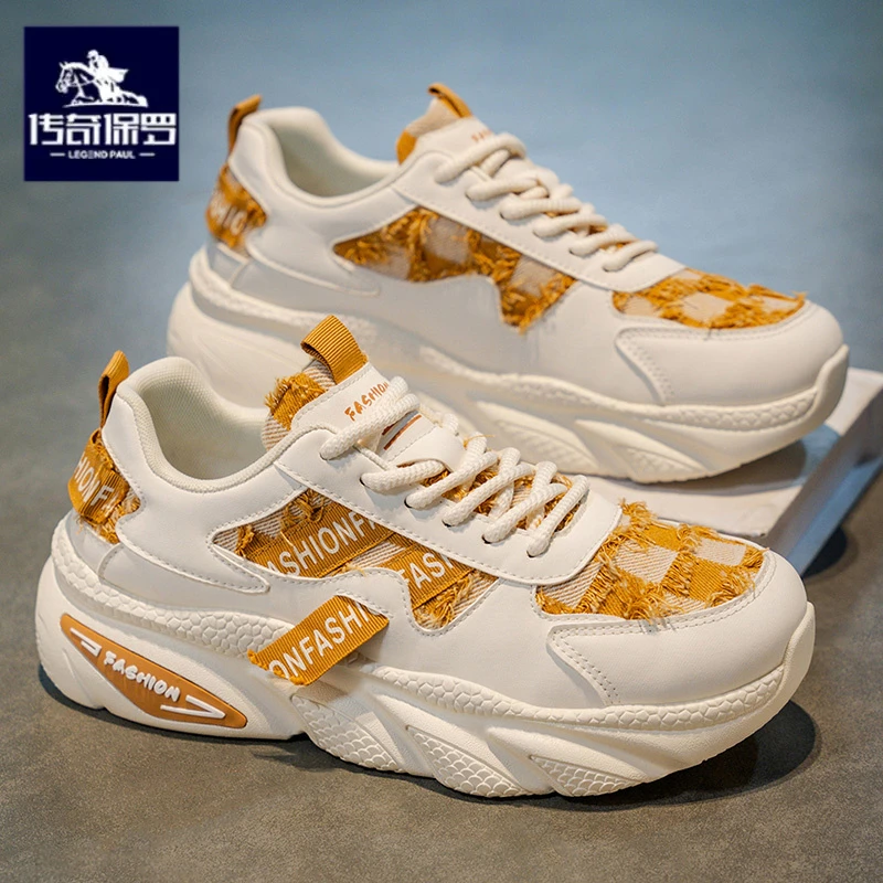 传奇保罗正版男鞋2026冬季运动休闲鞋防滑透气厚底增高老爹鞋潮鞋