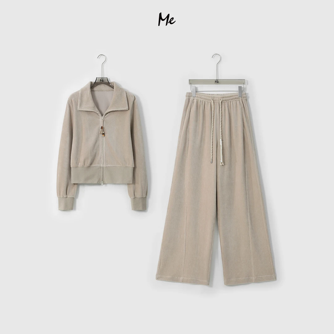 ME【天鹅卫衣套装（一体绒）】厚实保暖坑条绒显瘦时尚套装MESA5130