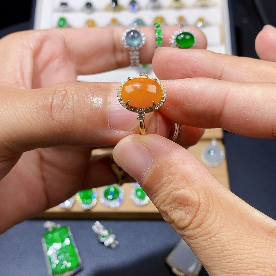 银S925镶嵌戒指翡翠戒指