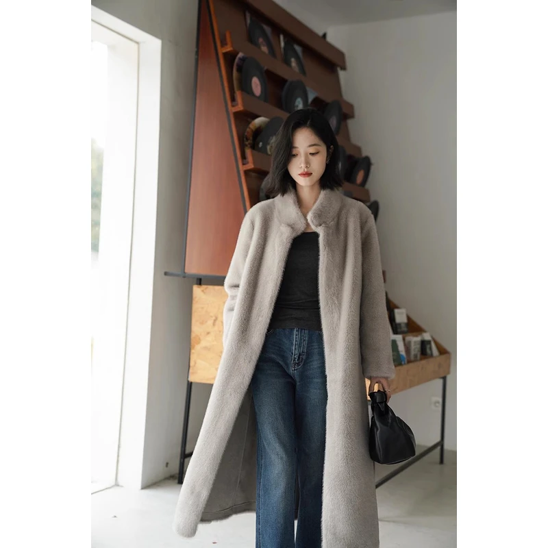 恩格乔诗5999新品 新品上新长款皮毛一体 大衣 女