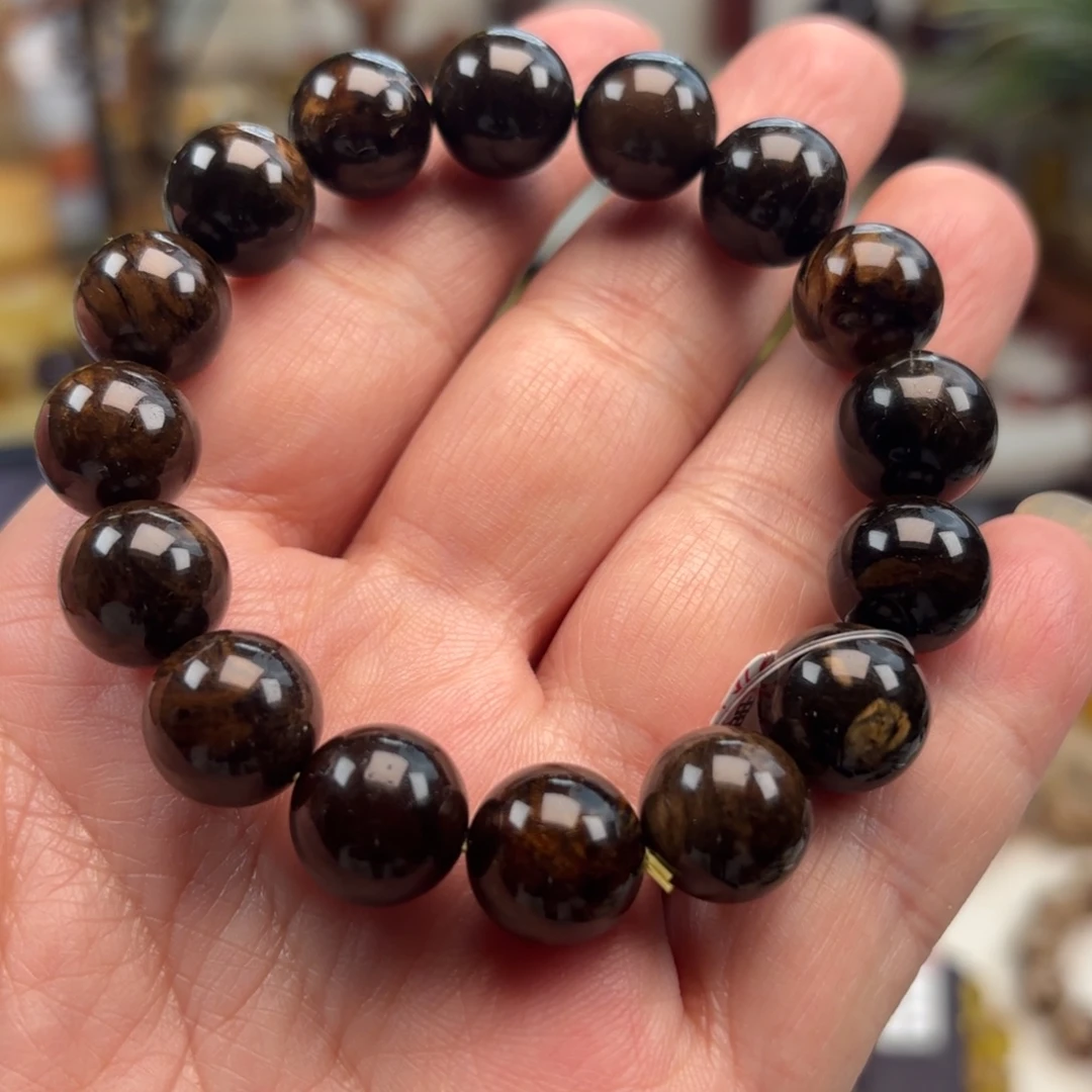 琥珀未镶嵌手链黑油根珀卡12