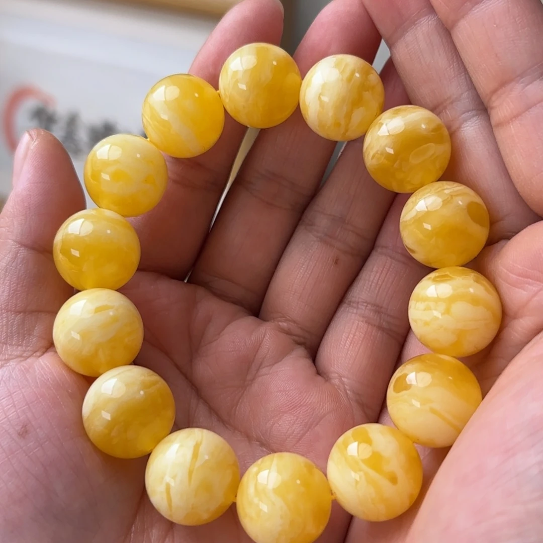 琥珀未镶嵌手链焦皮同料顺纹虎皮16