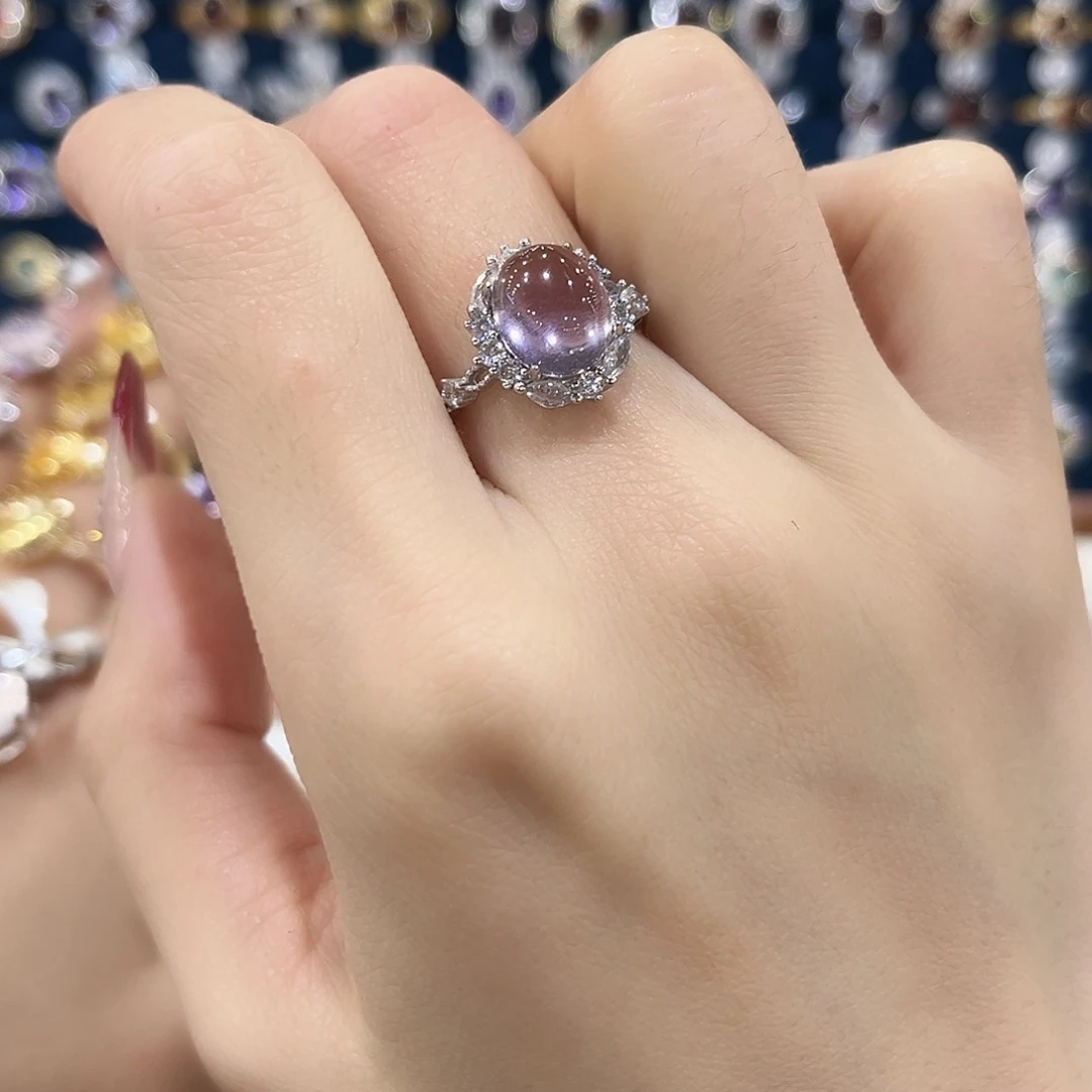 水晶女款银S925镶嵌紫黄晶爱情守护石