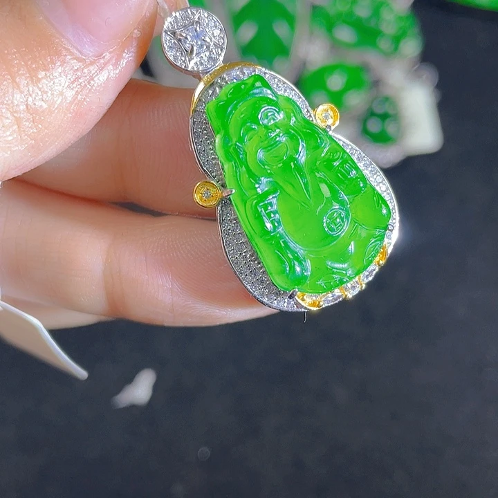 翡翠银S925镶嵌吊坠(不含链)