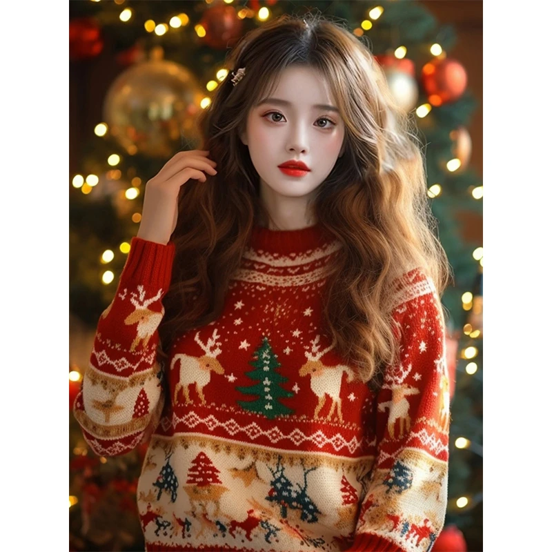 YS#好看上衣复古冬季新款v领洋气减龄百搭毛衣针织女DY11980