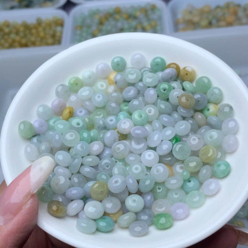 【闪购商品】翡翠手链未镶嵌卡4.8*7.6鼓珠20个