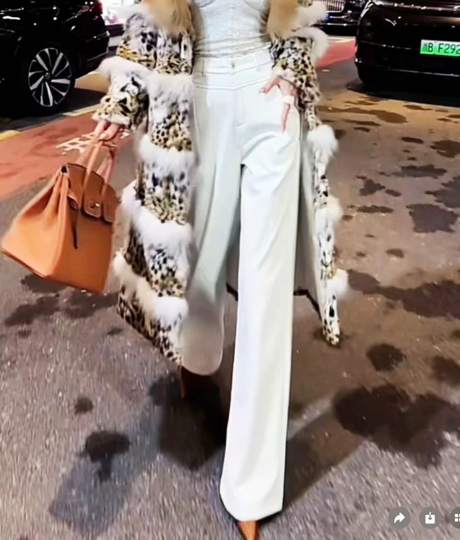 子艳 欧货皮裤小众高腰加厚窄版直筒裤长裤