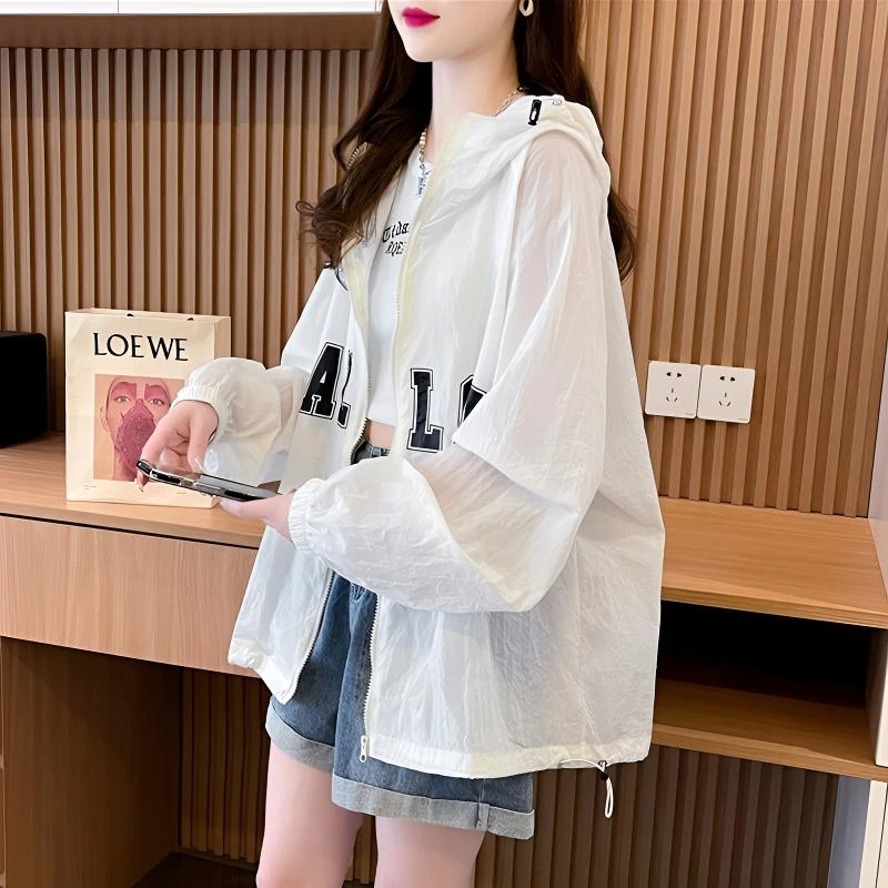 慵懒风百搭连帽防晒服外套女2025新款夏季休闲韩版上衣薄款防晒衣