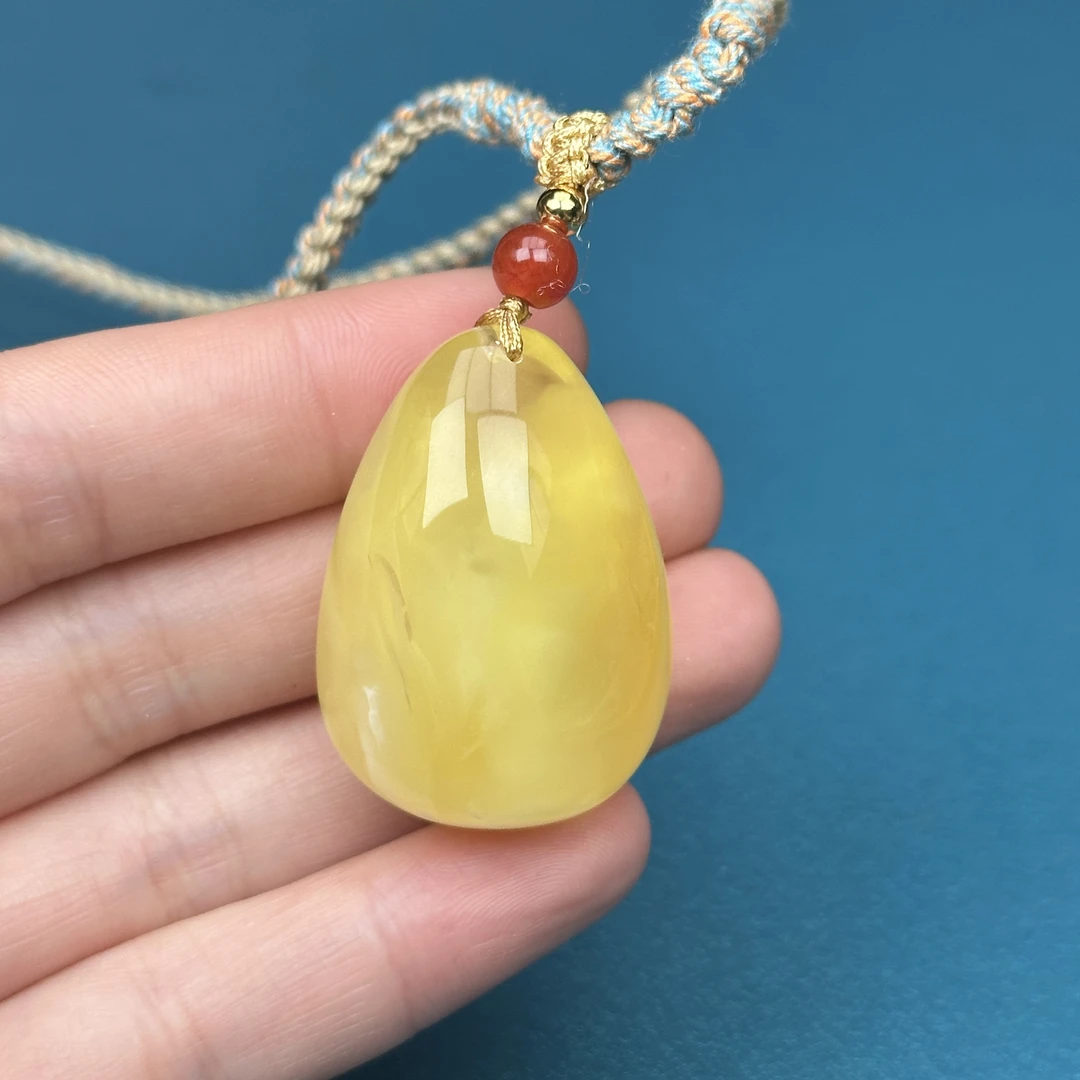 Y2022天然原矿蜜蜡 水滴牌 27*37*18mm抖音基地质检发货