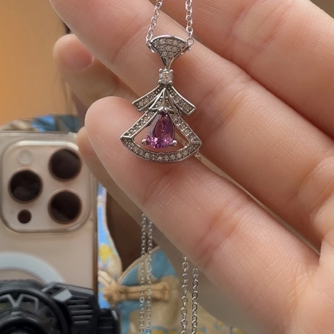 颈饰石榴石银S925镶嵌