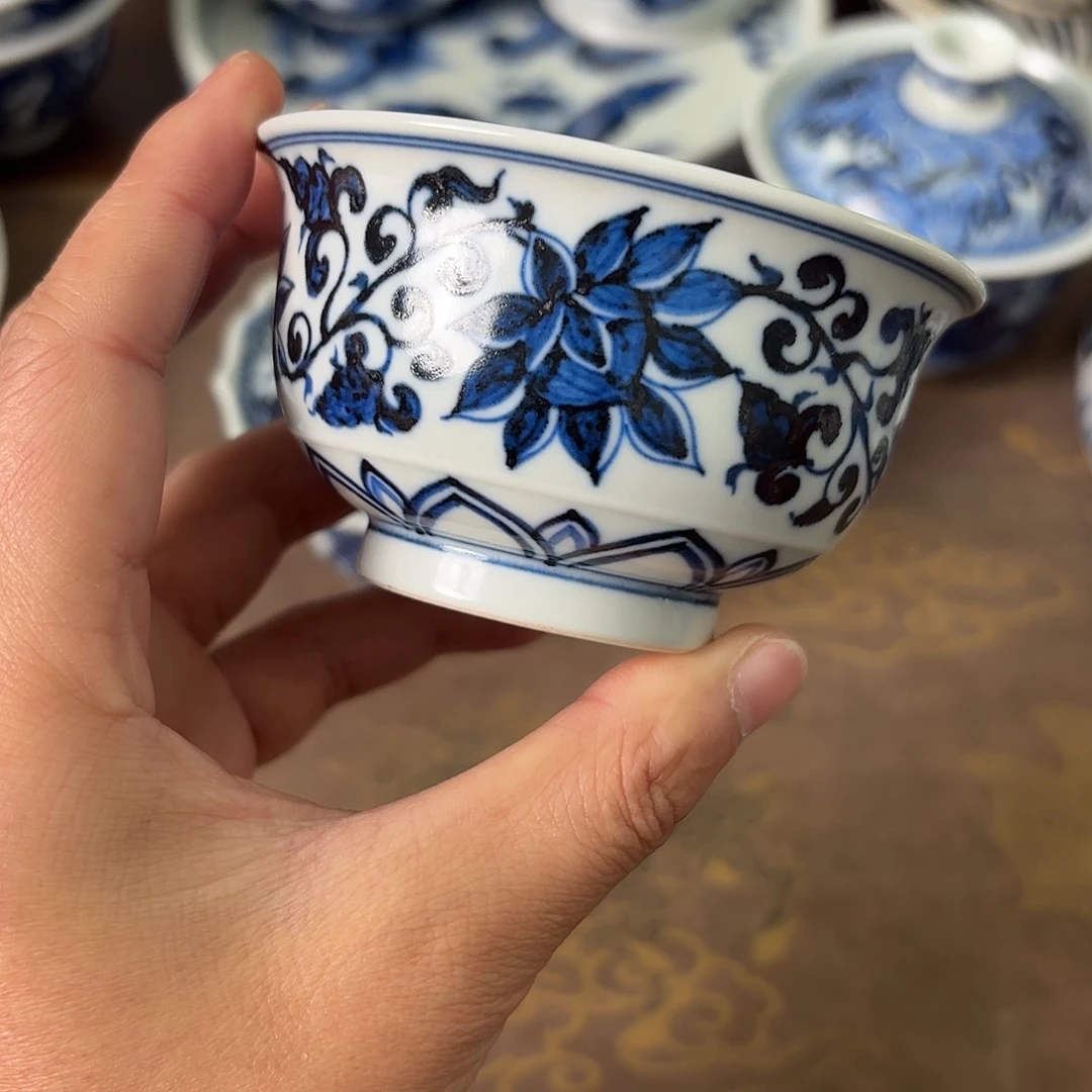 陶瓷盖碗景德镇手绘茶器