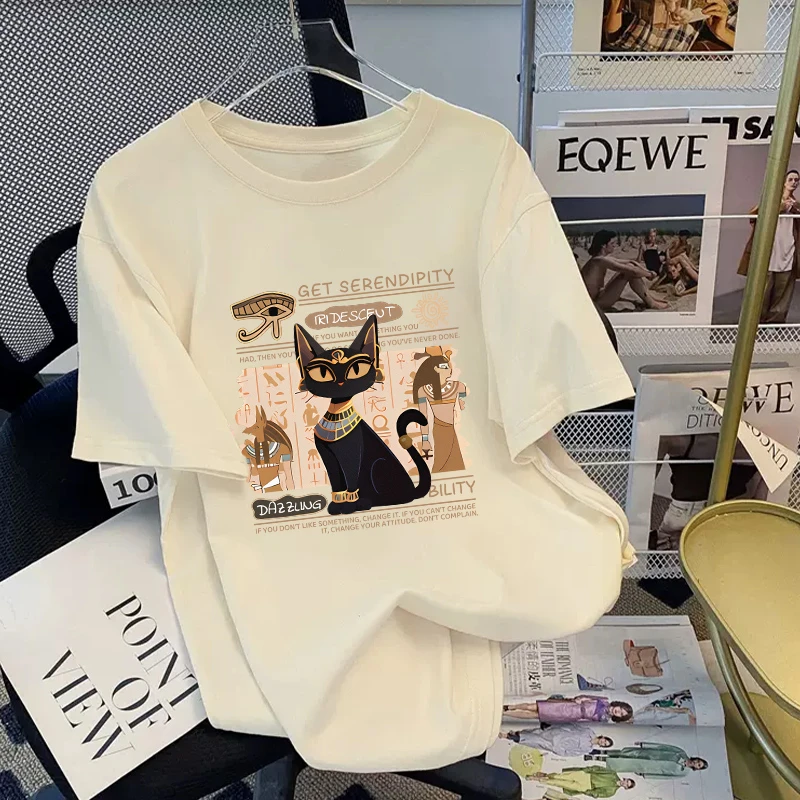 夏季杏色纯棉短袖t恤女2025新款爆款宽松大版设计感体恤夏装上衣