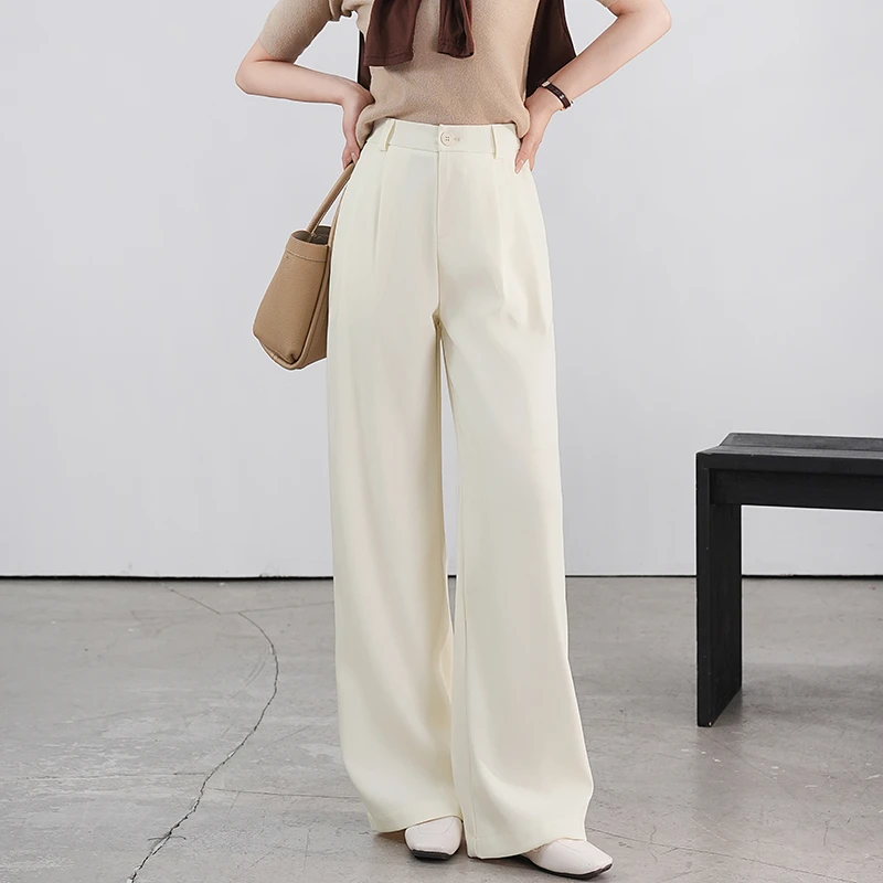 2025年春季简约百搭纯色显腿长阔腿裤