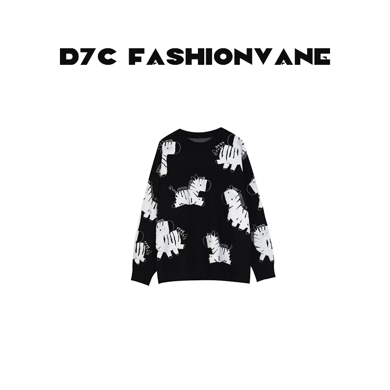 【XINMO买手店】秋冬套头小马印花慵懒风针织毛衣女C12022531