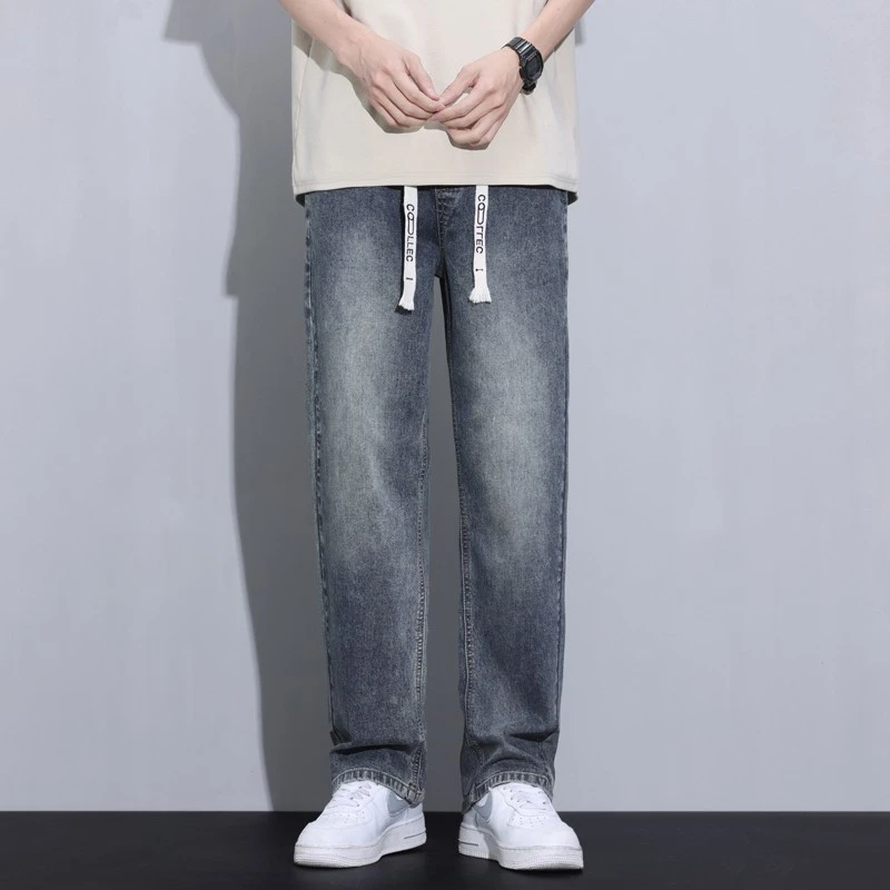 直筒牛仔裤男宽松阔腿2025秋季新款美式复古潮牌休闲水洗长裤子男