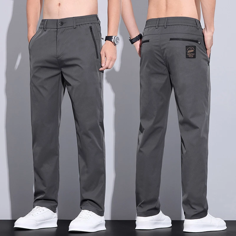 秋季新款男士30-45岁休闲裤商务宽松直筒裤透气舒适长裤子