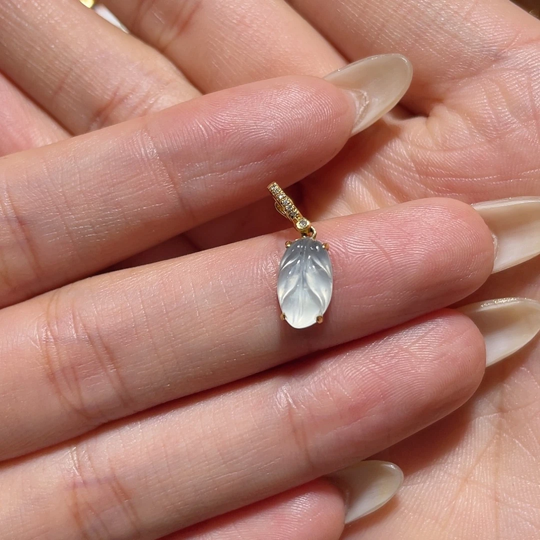 翡翠18K金镶嵌吊坠(不含链)