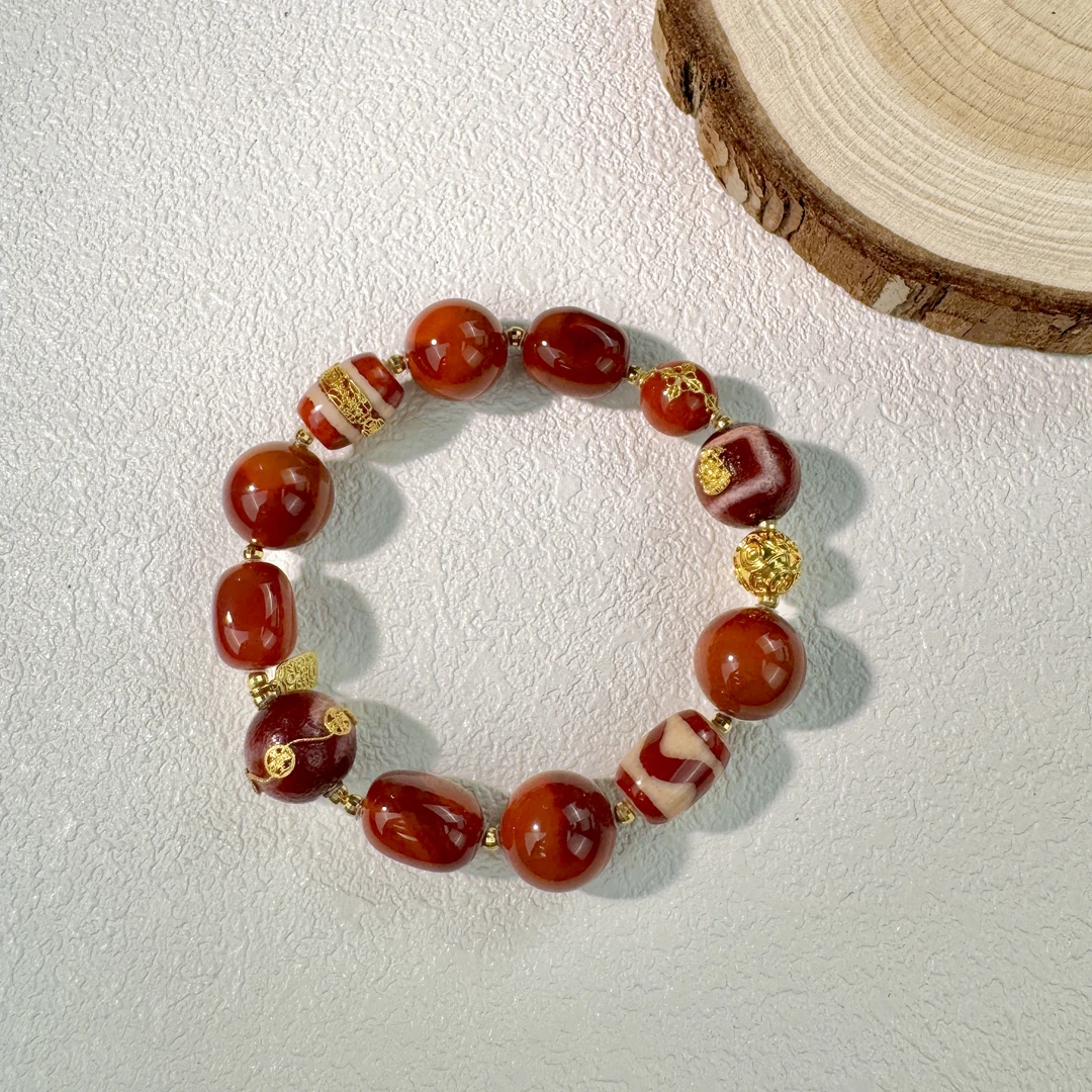 【满红】南红手串18（天然珠宝多样性发其一）