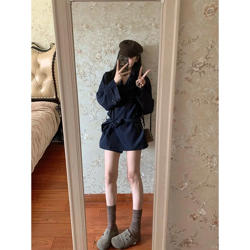 2025韩系秋冬新款休闲百搭洋气小众绑带长袖外套上衣小个子时尚女