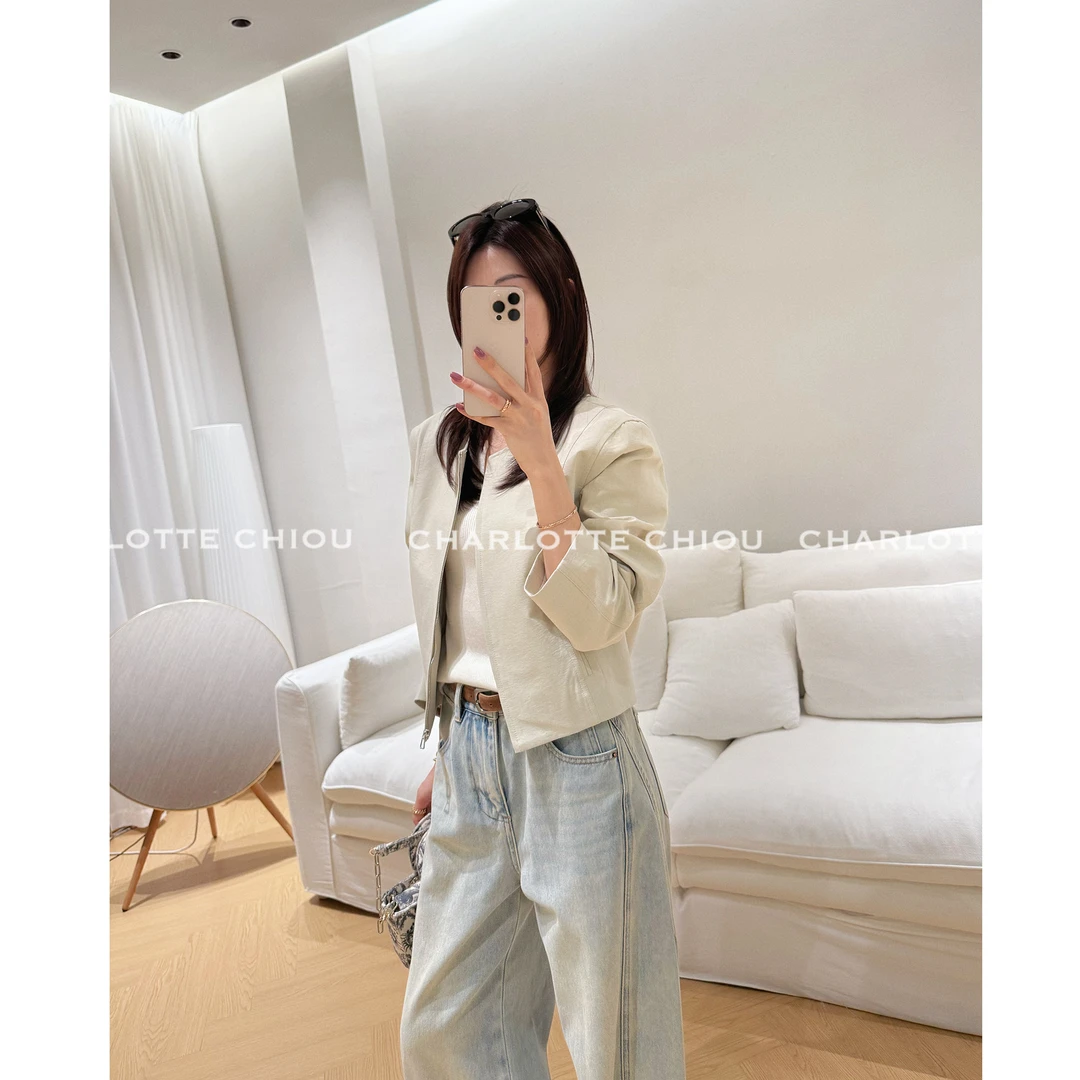 CHARLOTTE CHIOUcleanfit 极简线条设计解构廓形短款显瘦外套