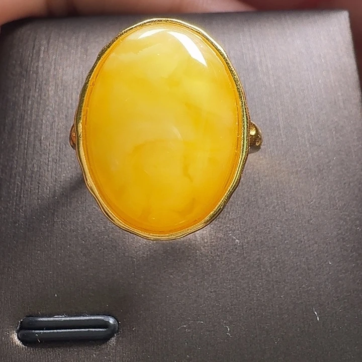 蜜蜡银S925镶嵌戒指戒指