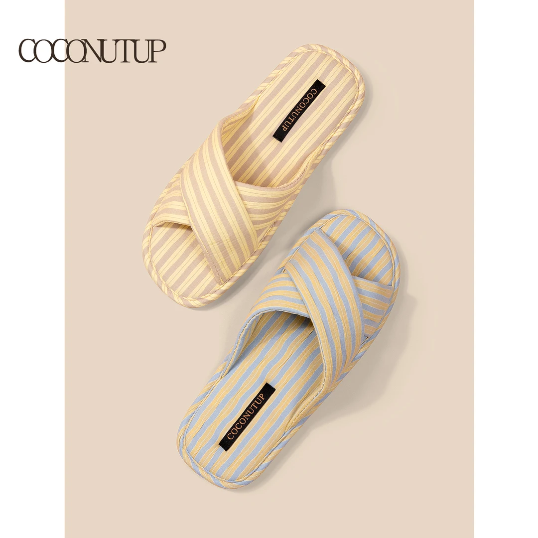日式简约条纹拖鞋女夏季2025新款室内家居防滑静音家用布艺凉拖鞋